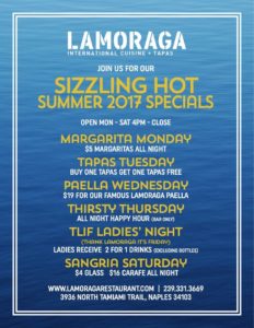 Lamoraga Summer Specials Menu